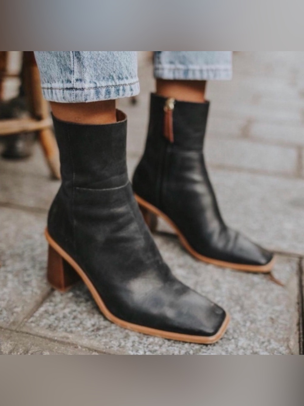 Alohas West Vintage Black Leather Ankle Boots Size 38 7.5/8 - Picture 1 of 6